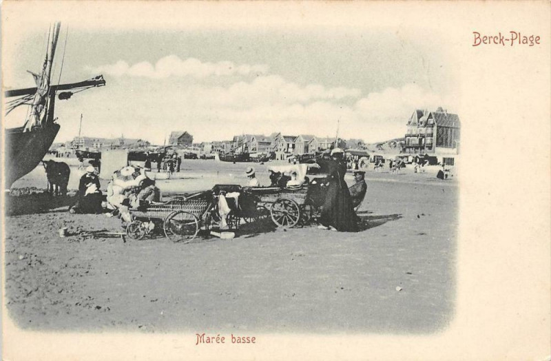 Carte postale ancienne Berck Plage Maree Basse (dos non divisé) à Berck