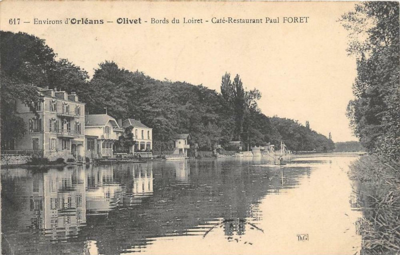 Carte postale ancienne Environs Orleans Olivet Bords Du Loiret Cafe Restaurant Paul Foret à Orléans