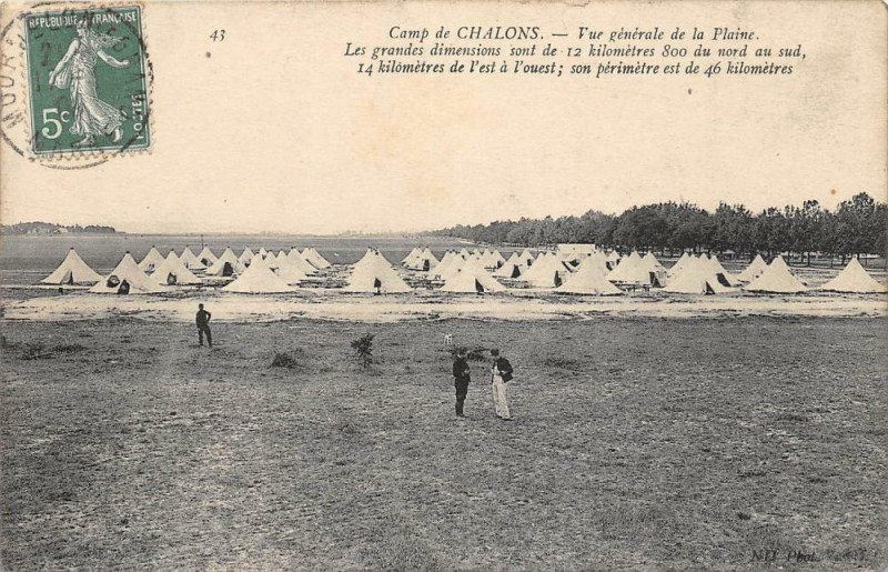 Carte postale ancienne Camp De Chalons Vue Generale De La Plaine