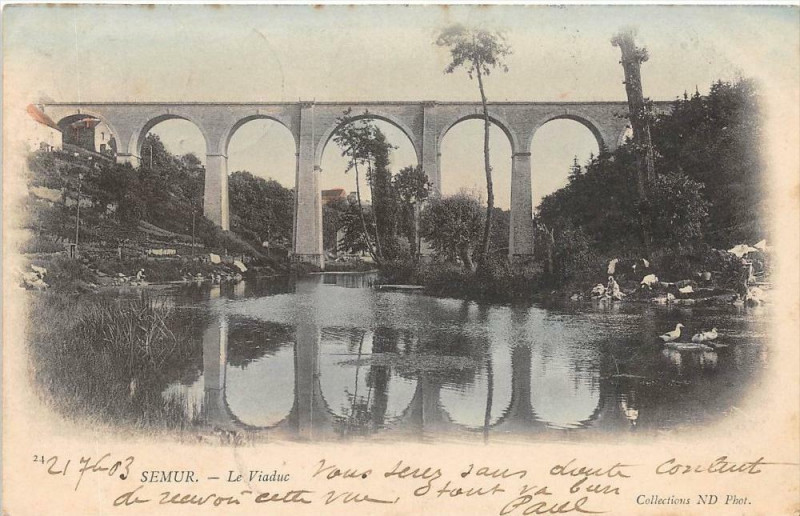Carte postale ancienne Semur Le Viaduc (dos non divisé)