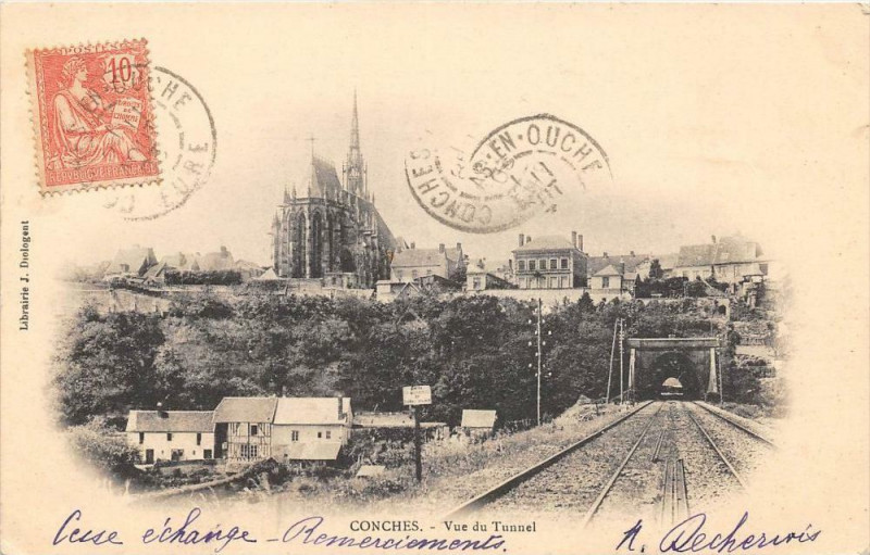 Carte postale ancienne 28 Conches Vue Du Tunnel (dos non divisé)