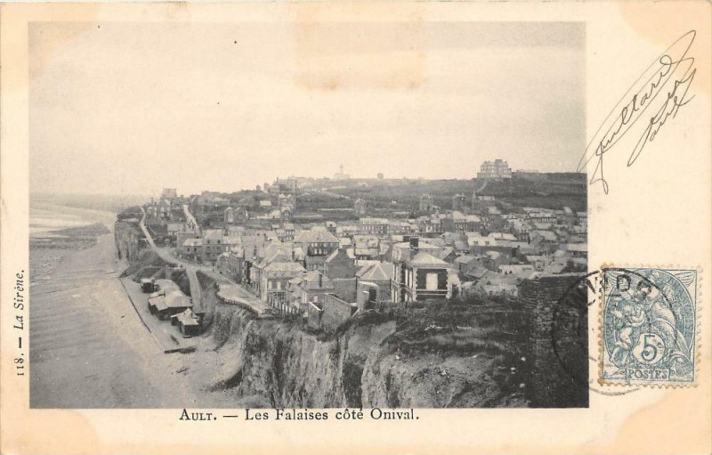 Carte postale ancienne Ault Les Falaises Cote D'Onival à Ault