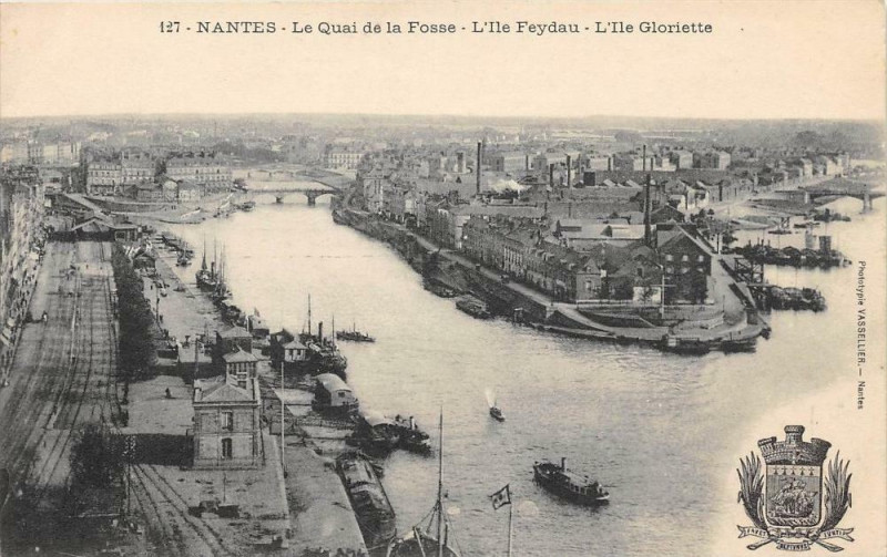 Carte postale ancienne Nantes Le Quai De La Fosse Ile Feydau Ile Gloriette à Nantes