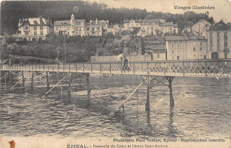 Carte postale ancienne Epinal Passerelle Du Cours Coteau Antoine à Épinal