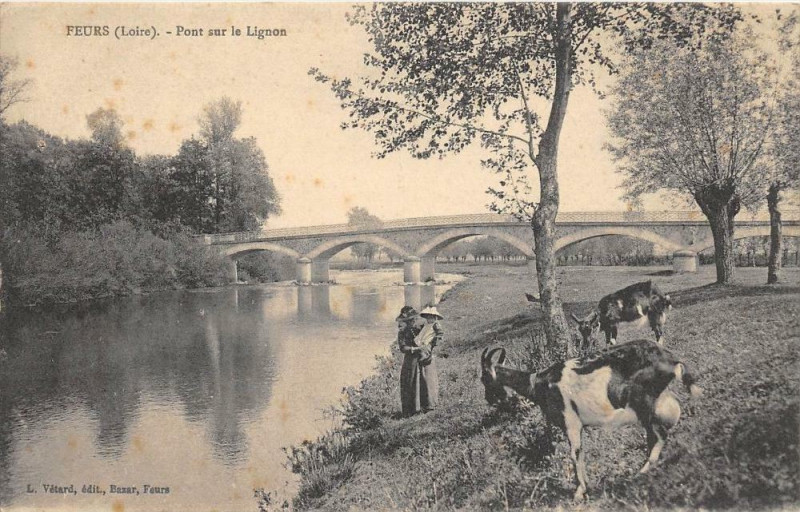 Carte postale ancienne Feurs Pont Sur Le Lignon à Feurs