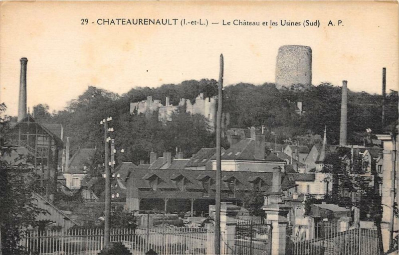 Carte postale ancienne 36 Chateaurenault Le Chateau Et Les Usines Sud