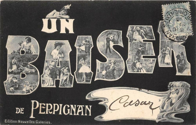 Carte postale ancienne Un Baiser De Perpignan à Perpignan