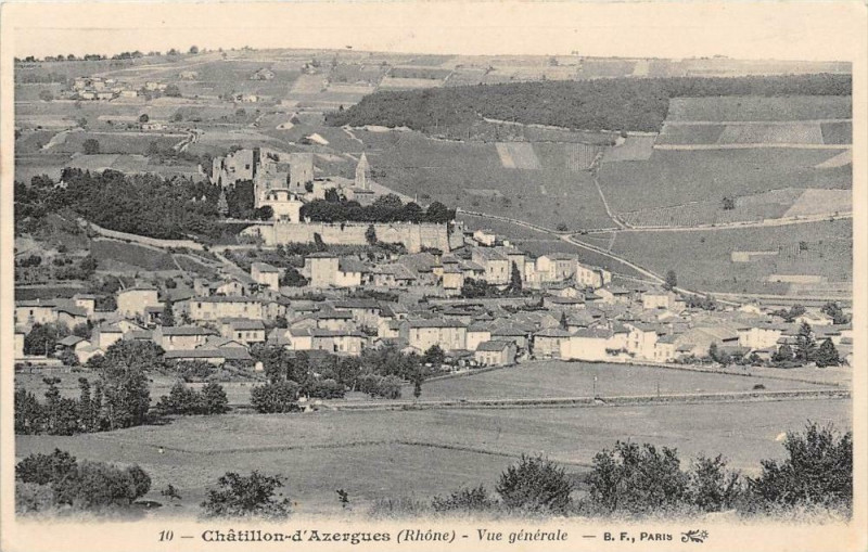 Carte postale ancienne Chatillon D´AZERGUES Vue Generale à Châtillon