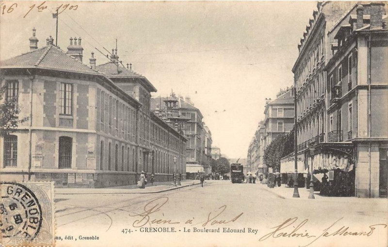 Carte postale ancienne Grenoble Le Boulevard Edouard Rey (dos non divisé) à Grenoble