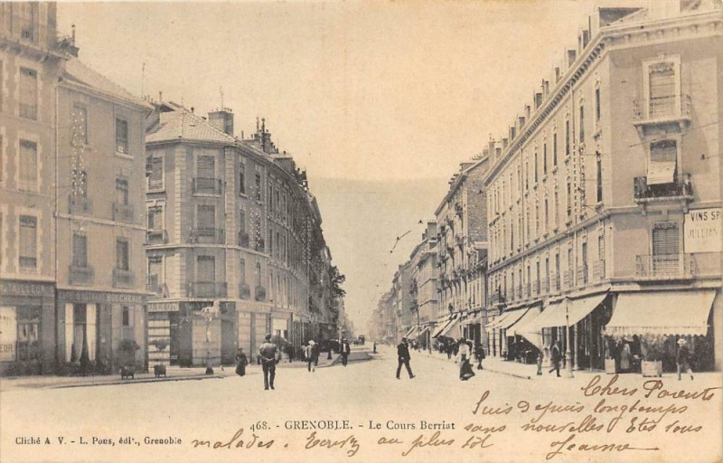 Carte postale ancienne Le Cours Berriat à Grenoble