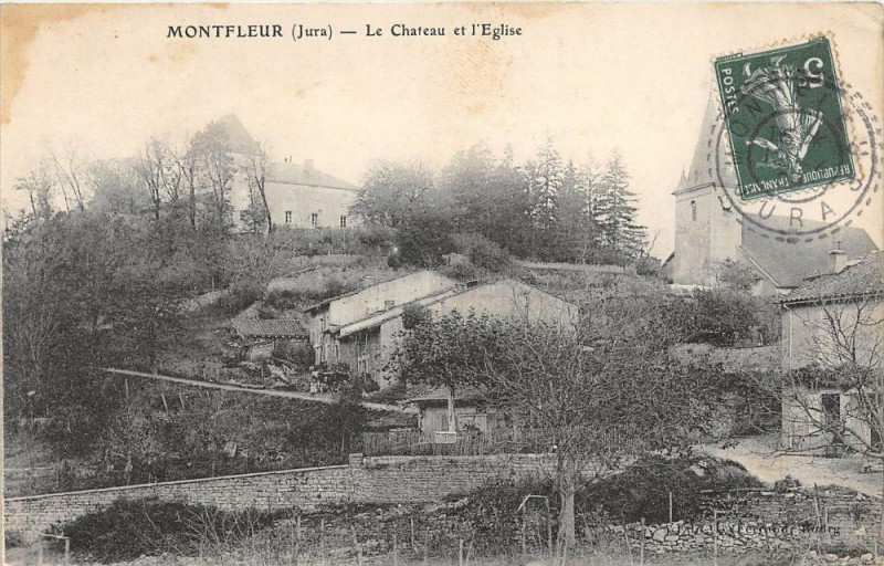Carte postale ancienne Montfleur Le Chateau Et Eglise à Montfleur