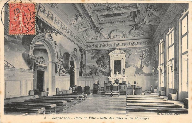 Carte postale ancienne Asnieres-sur-Seine Hotel de Ville Salle des Fetes et des Mariages à Asnières-sur-Seine