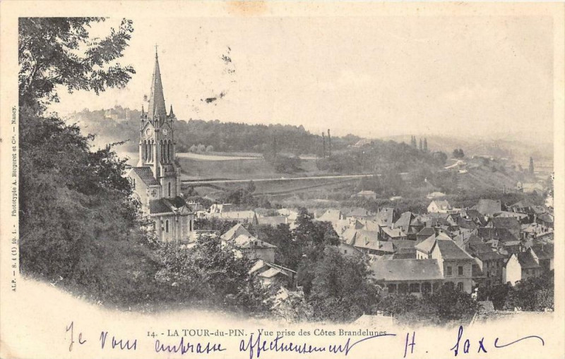 Carte postale ancienne La Tour Du Pin Vue Prise Des Cotes Brandelunes (dos nos divisé à La Tour-du-Pin