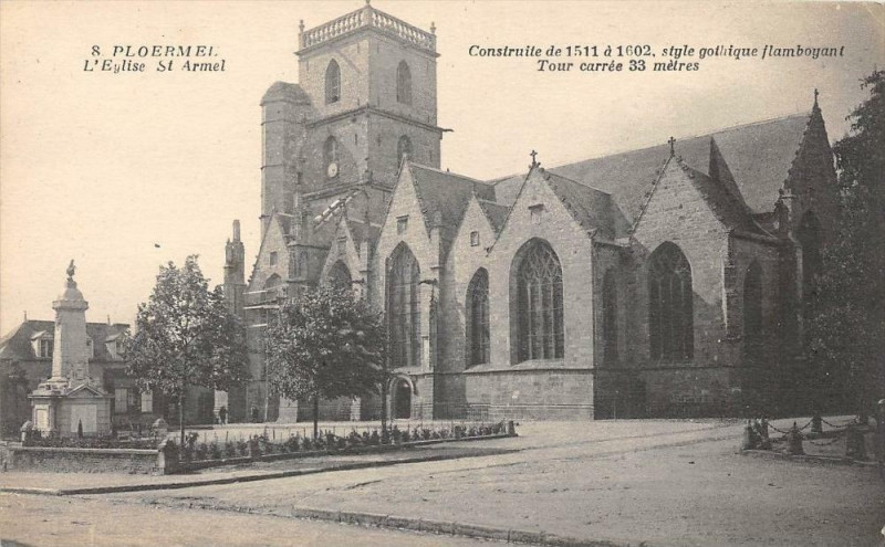 Carte postale ancienne Ploermel Eglise Saint-Armel à Ploërmel