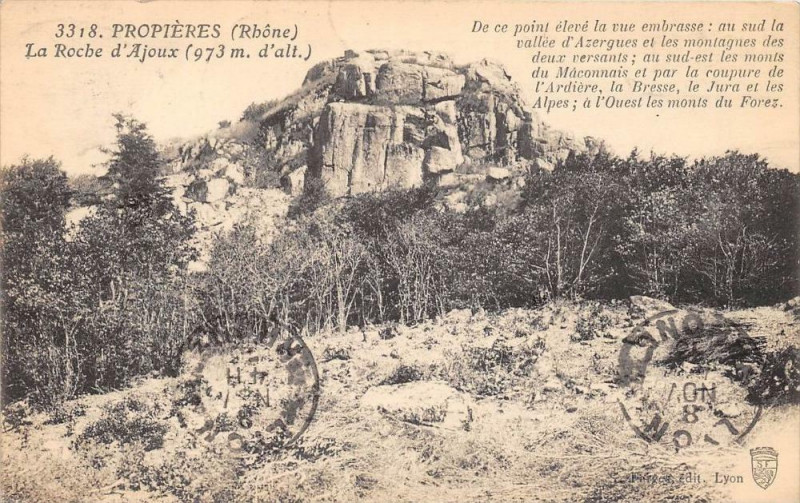 Carte postale ancienne Proprieres La Roche D'Ajoux à Joux