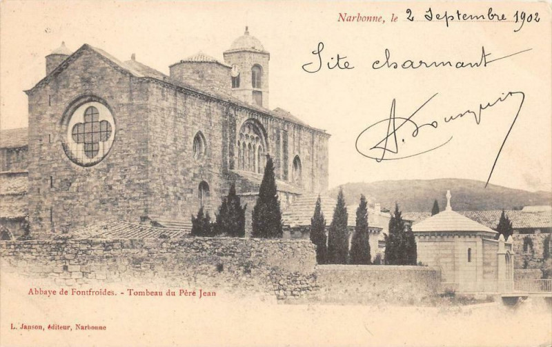 Carte postale ancienne Narbonne Abbaye De Fonfroides Tombeau Du Pere Jean (dos non divisé) à Narbonne