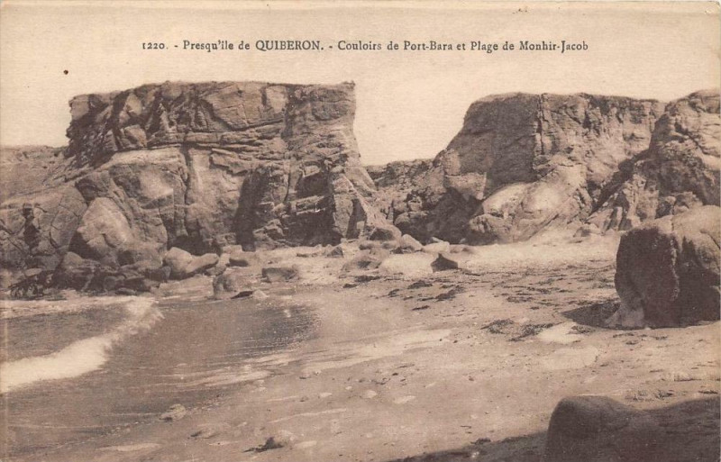 Carte postale ancienne Presqu'Ile De Quiberon Couloirs De Port Bara Plage De Monhir Jacob à Quiberon