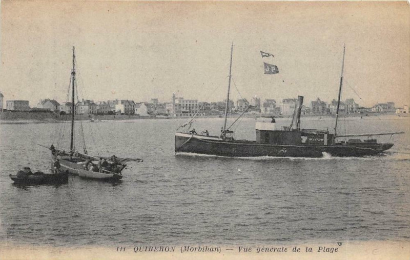 Carte postale ancienne Quiberon Vue Generale De La Plage à Quiberon