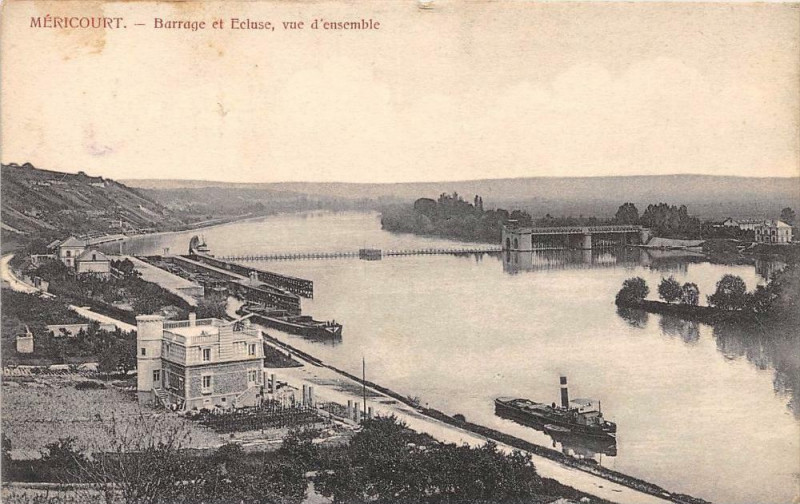 Carte postale ancienne Mericourt Barrage Et Ecluse Vue D´ENSEMBLE à Méricourt