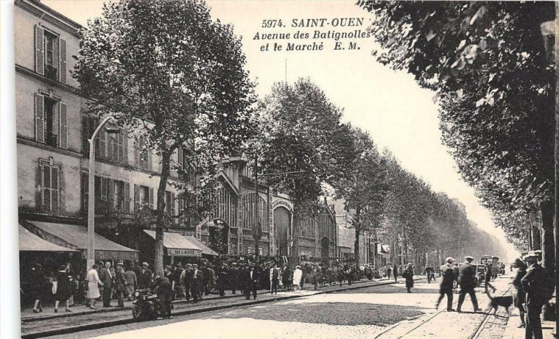 Carte postale ancienne Avenue des Batignolles et le Marché à Saint-Ouen-sur-Seine