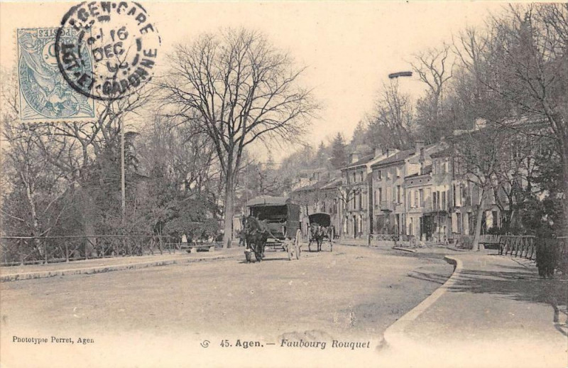 Carte postale ancienne Agen Faubourg Rouquet à Agen