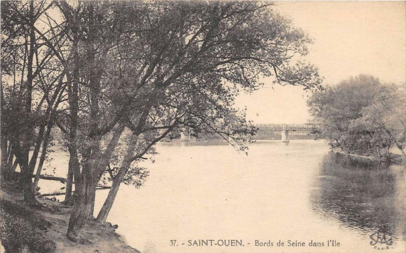 Carte postale ancienne Bords de Seine dans l'Ile à Asnières-sur-Seine
