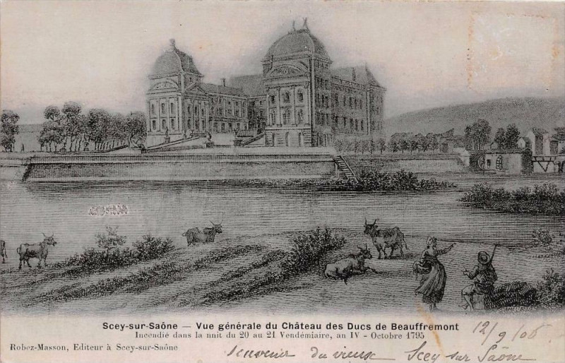 Carte postale ancienne Scey Sur Saone Vue Generale Du Chateau (cpa émaillée