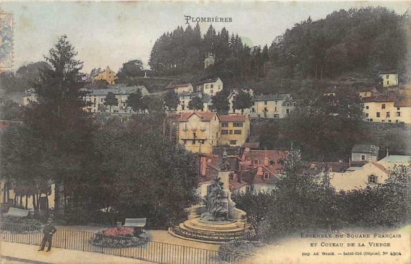 Carte postale ancienne Plombieres Ensemble Du Square Francais Coteau Vierge