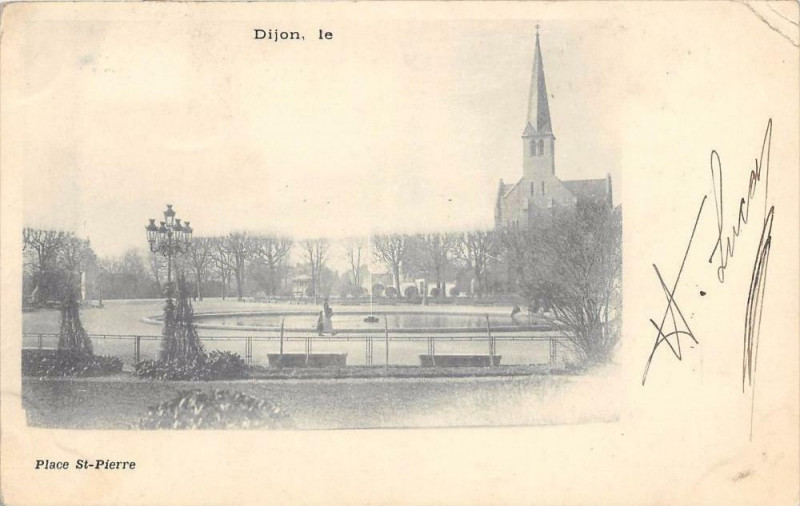 Carte postale ancienne Dijon Place Saint-Pierre  (dos non divisé) à Dijon