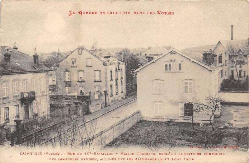 Carte postale ancienne Saint Die Rue Du 10e Bataillon Maison Trimbach