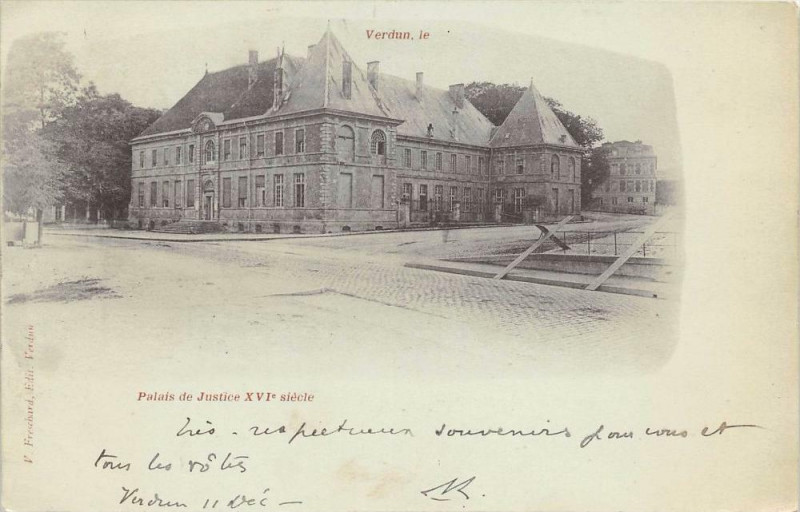 Carte postale ancienne Verdun Palais De Justice (dos non divisé) à Verdun