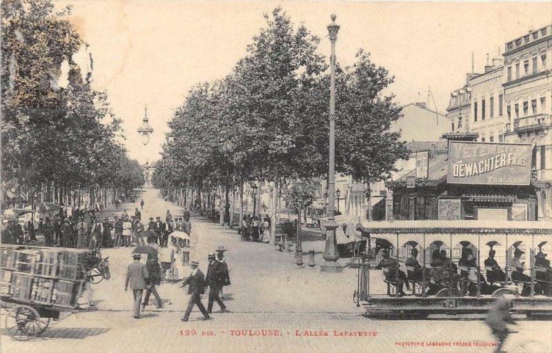 Carte postale ancienne Toulouse Allees Lafayette (animation à Toulouse