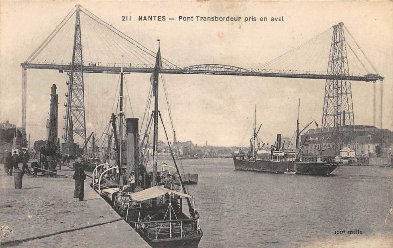 Carte postale ancienne Nantes Pont Transbordeur Pris En Aval à Nantes