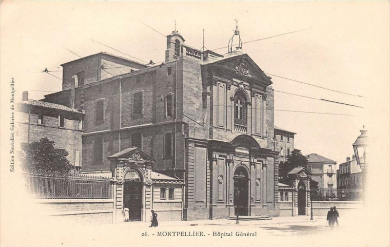 Carte postale ancienne Montpellier Hopital General (dos non divisé) à Montpellier