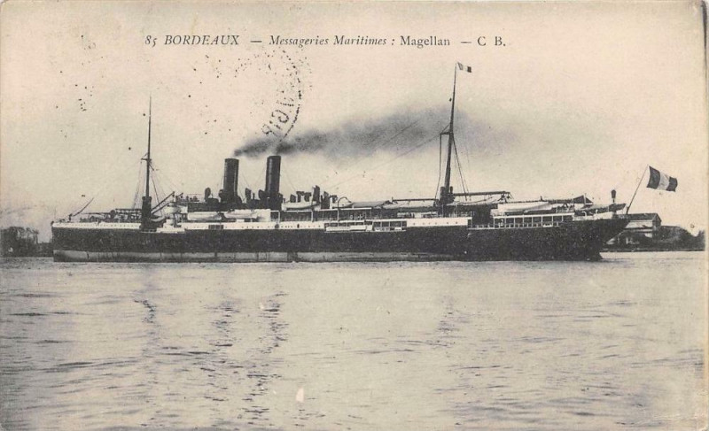Carte postale ancienne Bordeaux Messageries Maritimes Magellan à Bordeaux