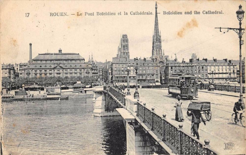 Carte postale ancienne Rouen Le Pont Boieldieu à Rouen