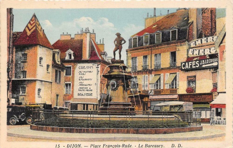 Carte postale ancienne Dijon Place Francois Rude à Dijon
