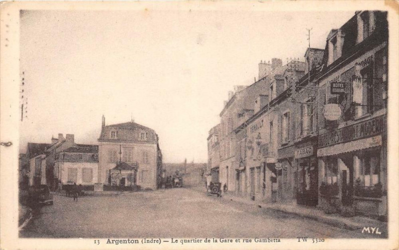 Carte postale ancienne Argenton Le Quartier De La Gare Et Rue Gambetta