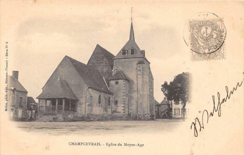 Carte postale ancienne Chamcevray Eglise Du Moyen Age (dos non divisé)
