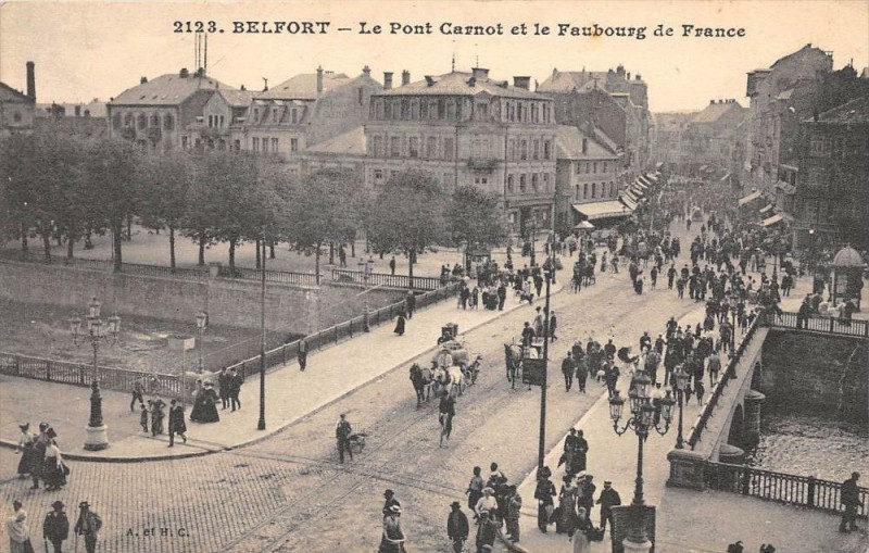 Carte postale ancienne Belfort Le Pont Carnot Et Faubourg De France à Belfort
