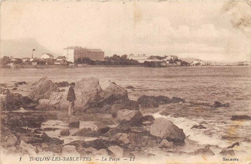 Carte postale ancienne Toulon Les Sablettes La Plage à Toulon