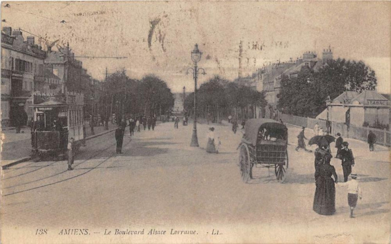 Carte postale ancienne Le Boulevard Alsace Lorraine à Amiens