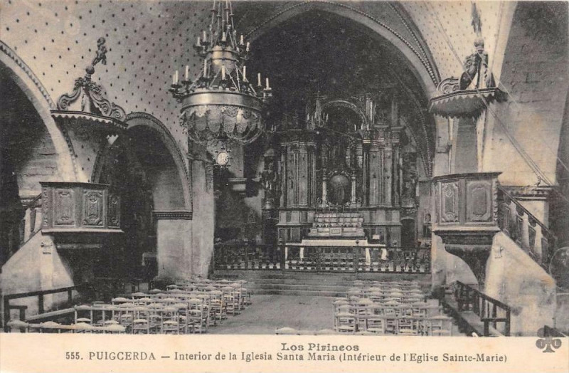 Carte postale ancienne Puigcerda Interior De La Iglesia Santa Maria