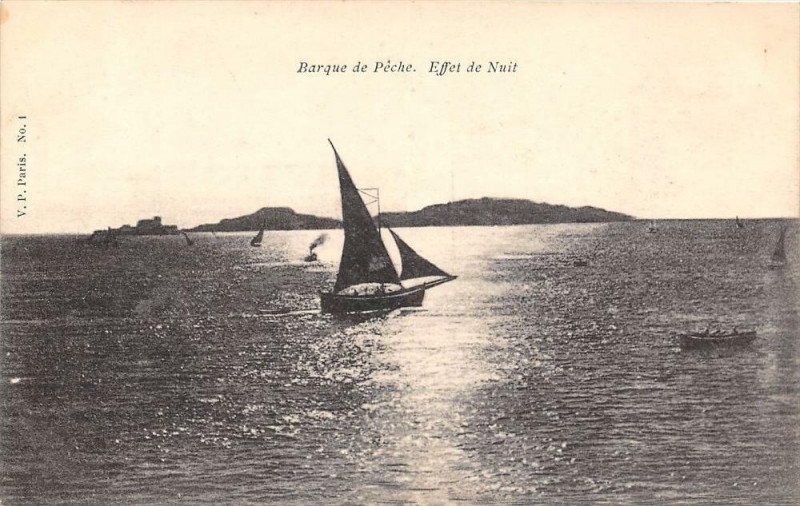 Carte postale ancienne Barque De Peche Effet De Nuit