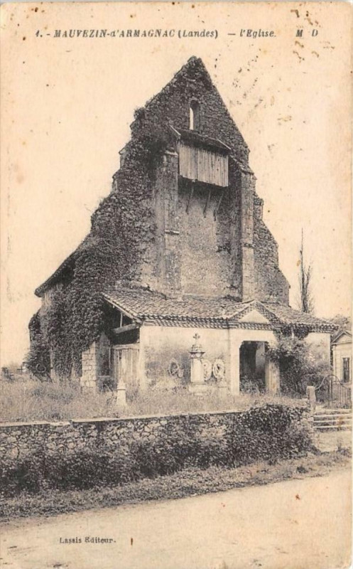 Carte postale ancienne Mauvezin D'Armagnac Eglise à Mauvezin-d'Armagnac
