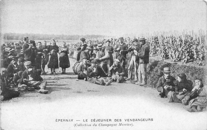 Carte postale ancienne Epernay Le Dejeuner Des Vendangeurs  (dos non divisé) à Épernay