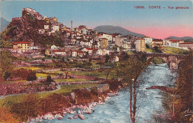 Carte postale ancienne 20 Corse Corte Vue Generale à Corte