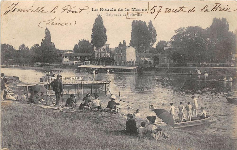 Carte postale ancienne Boucle De La Marne Baignade De Joinville  (dos non divisé)