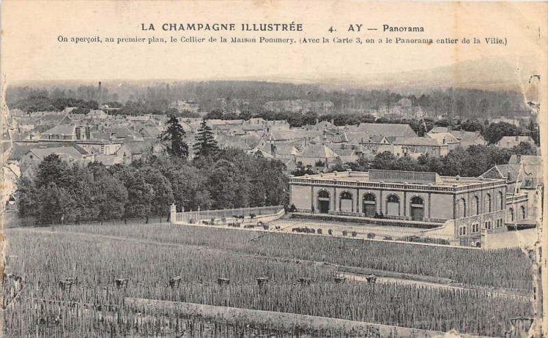 Carte postale ancienne Ay La Champagne Panorama On Apercoit Le Cellier Pommery