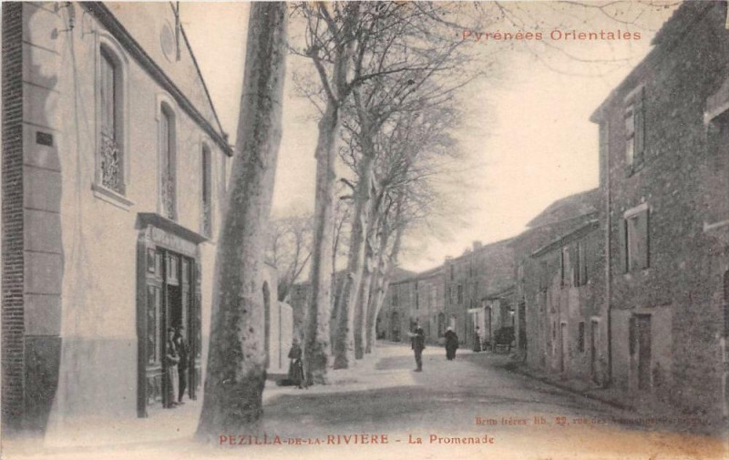 Carte postale ancienne Pezilla La Riviere La Promenade